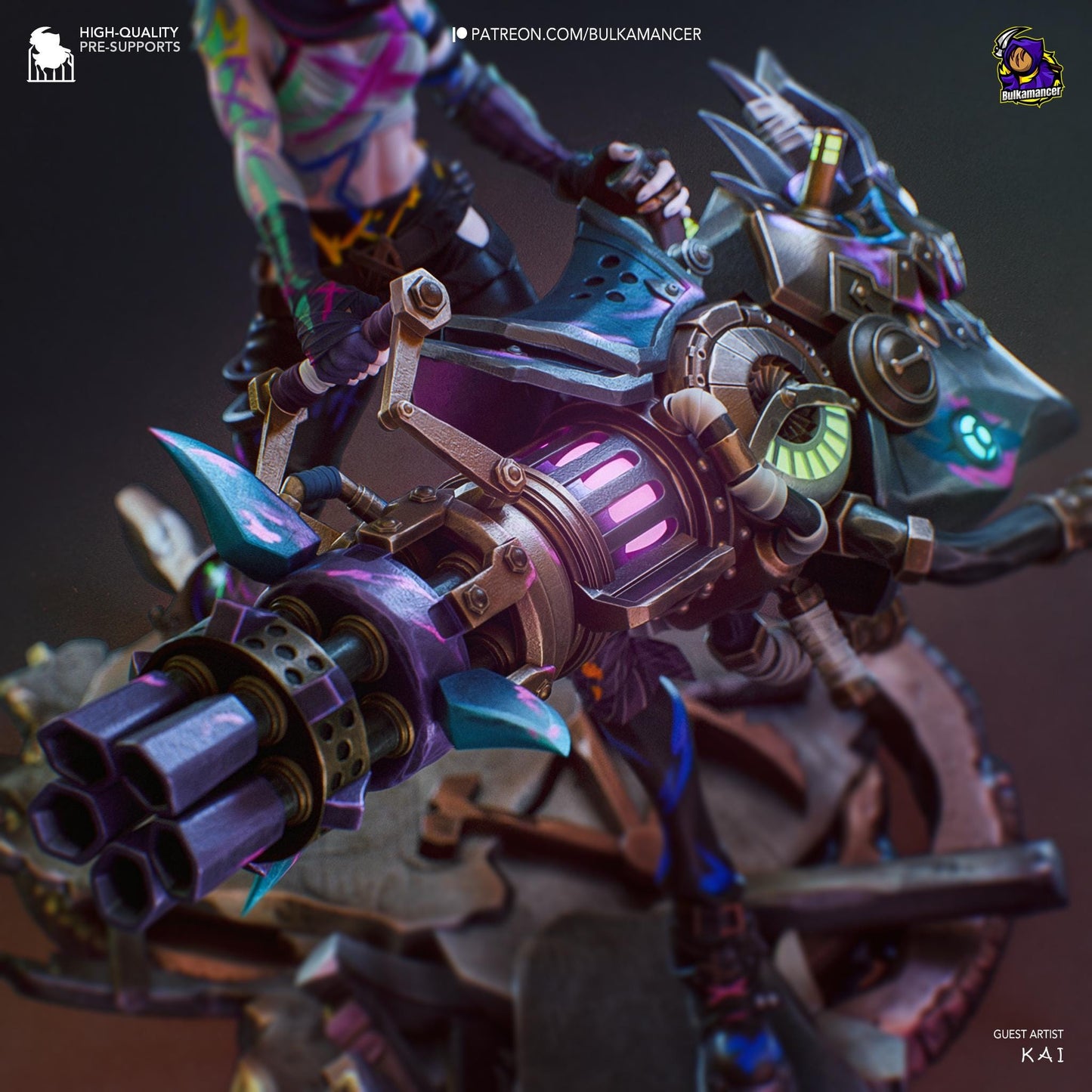 a close up of a robot with a gun