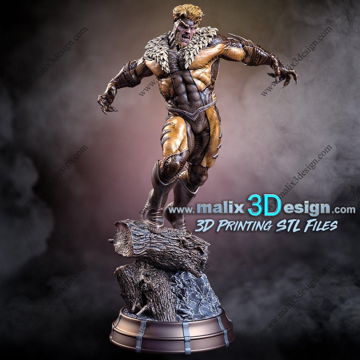 Epic Sabretooth 3D Printed Resin Statue: Marvel X-Men Villain Fan Art Collectible Figure