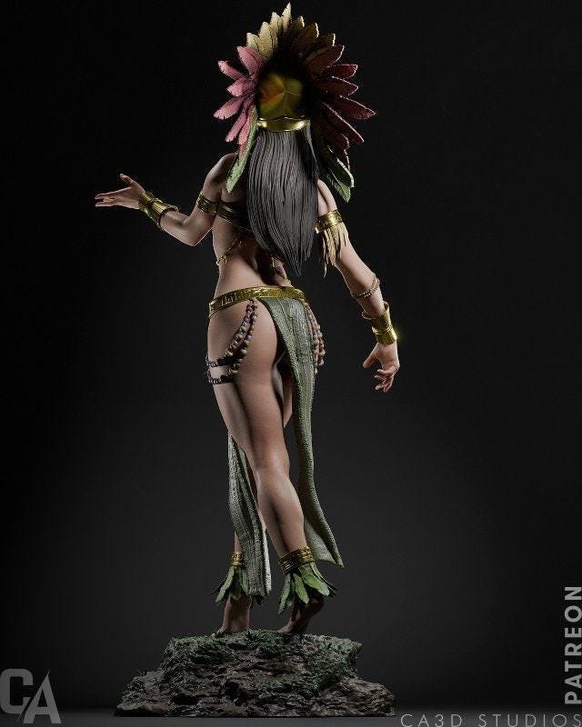 Sacred Beauty: Xōchiquetzal Aztec Goddess 3D Print Collectible - Optional NSFW Variant for Adult Art Enthusiasts