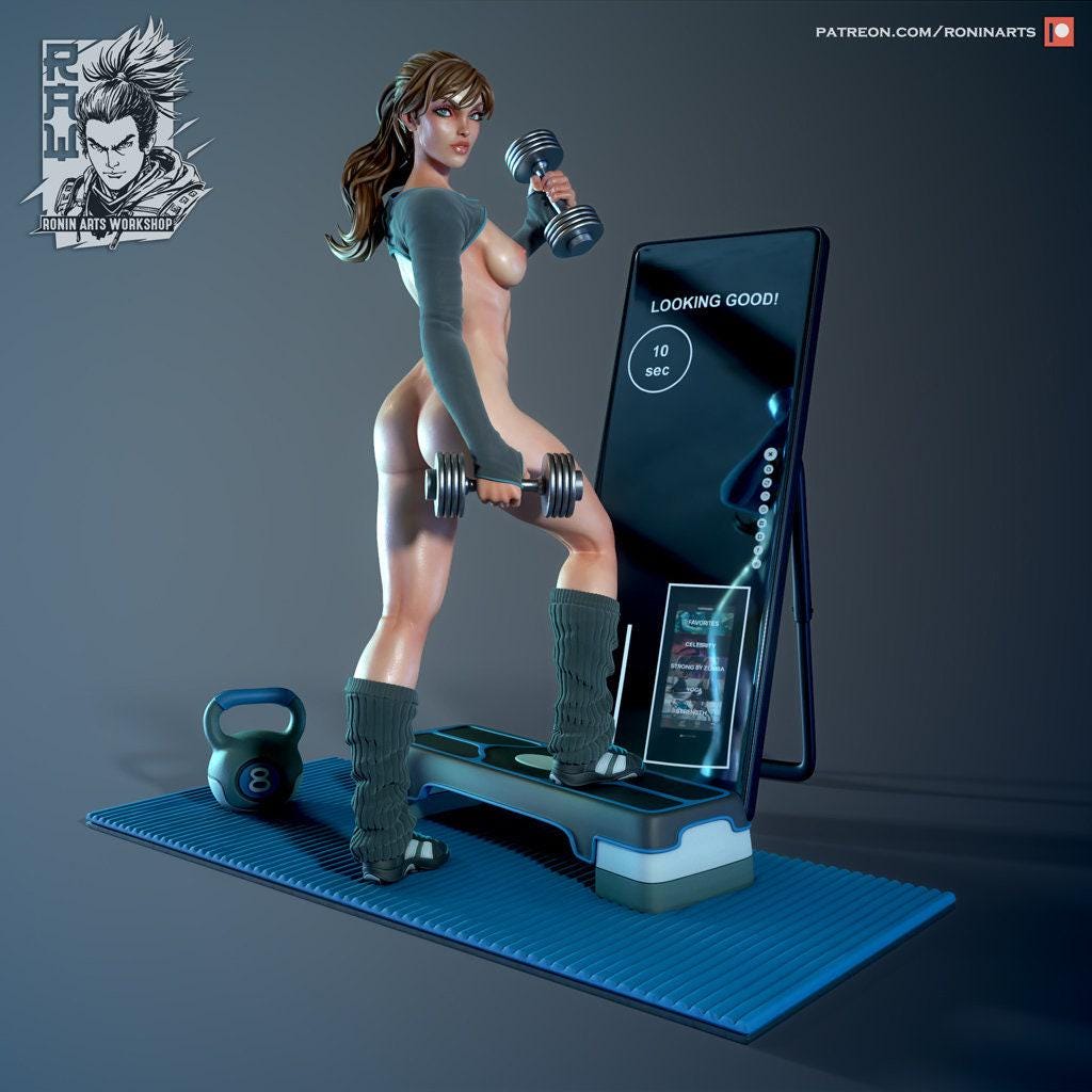 Sporty Irene Pinup 3D Print Statue: Dynamic Collectible Figure with Optional NSFW Variant!