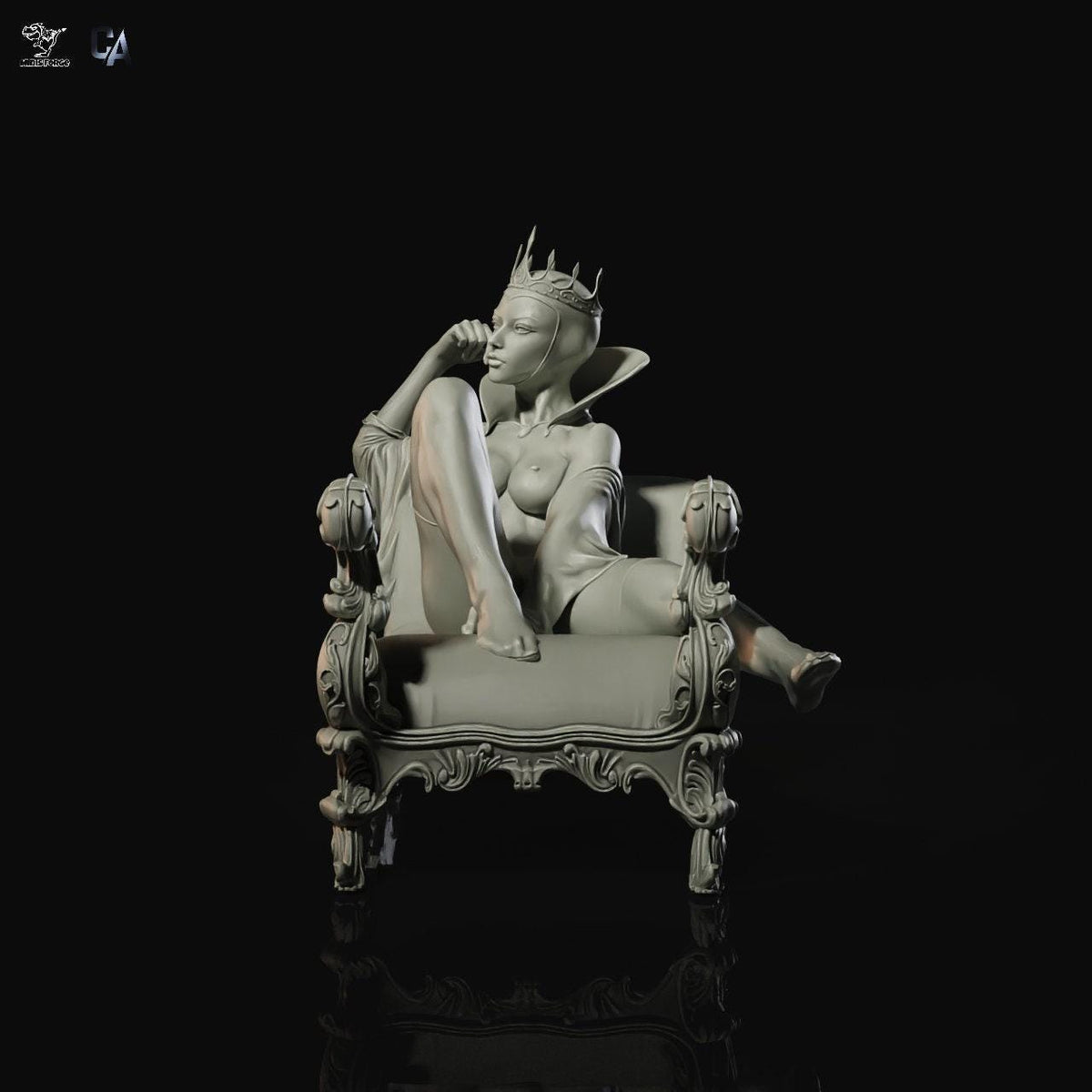 Evil Queen NSFW 3D Printed Statue – Mature Dark Fairy Tale Resin Collectible, Made to Order for Adult Collectors & Fans