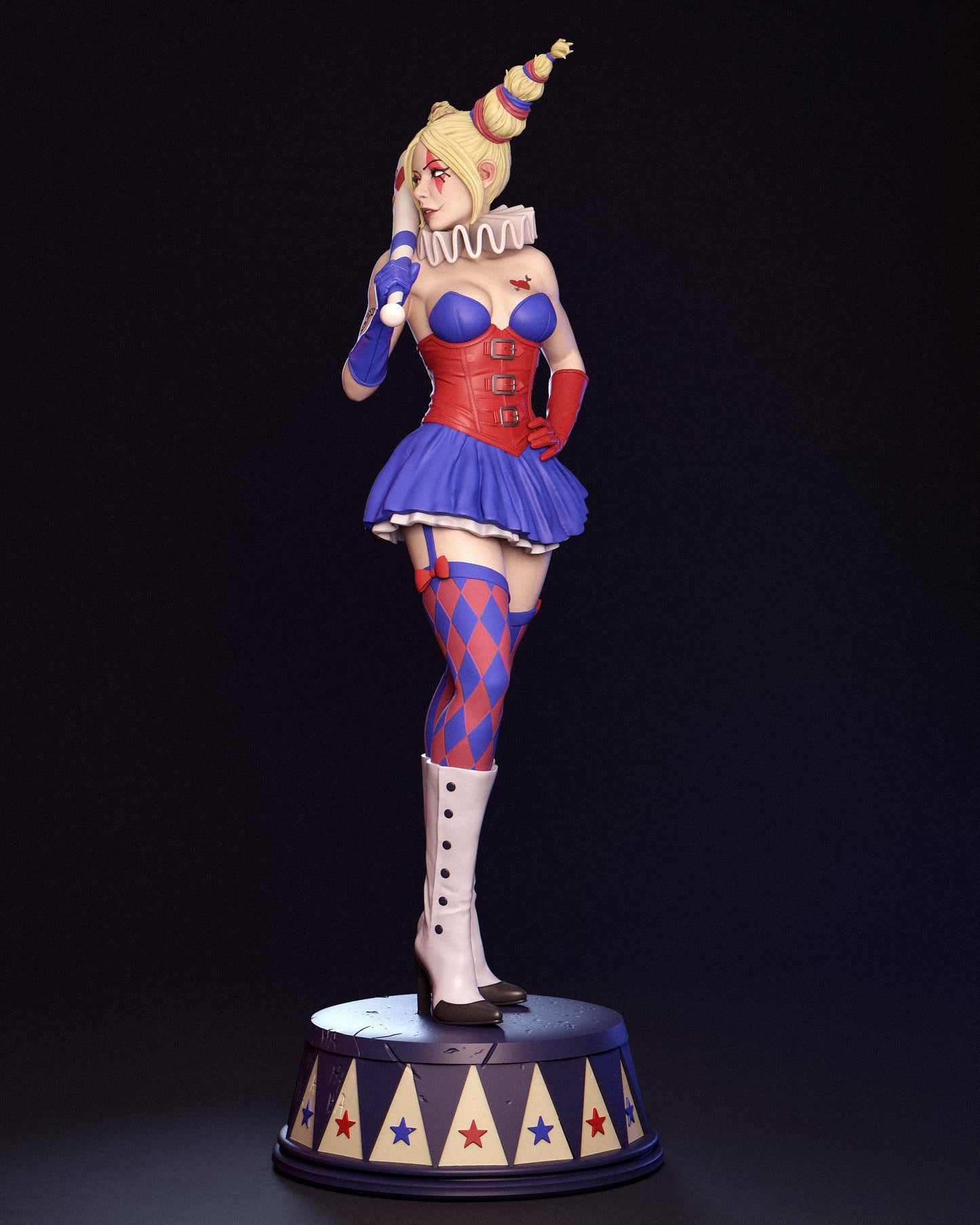 Harley Quinn Hand-Painted 3D Resin Statue - Ready-to-Display Animated Vixen, Gotham City Art, DC Villain Centerpiece