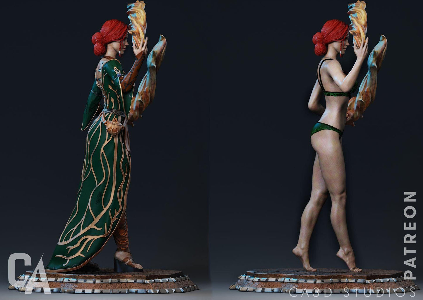 Triss 3D Print Collectible Miniature Statue Figure NSFW Pin Up Painted Witcher Fanart