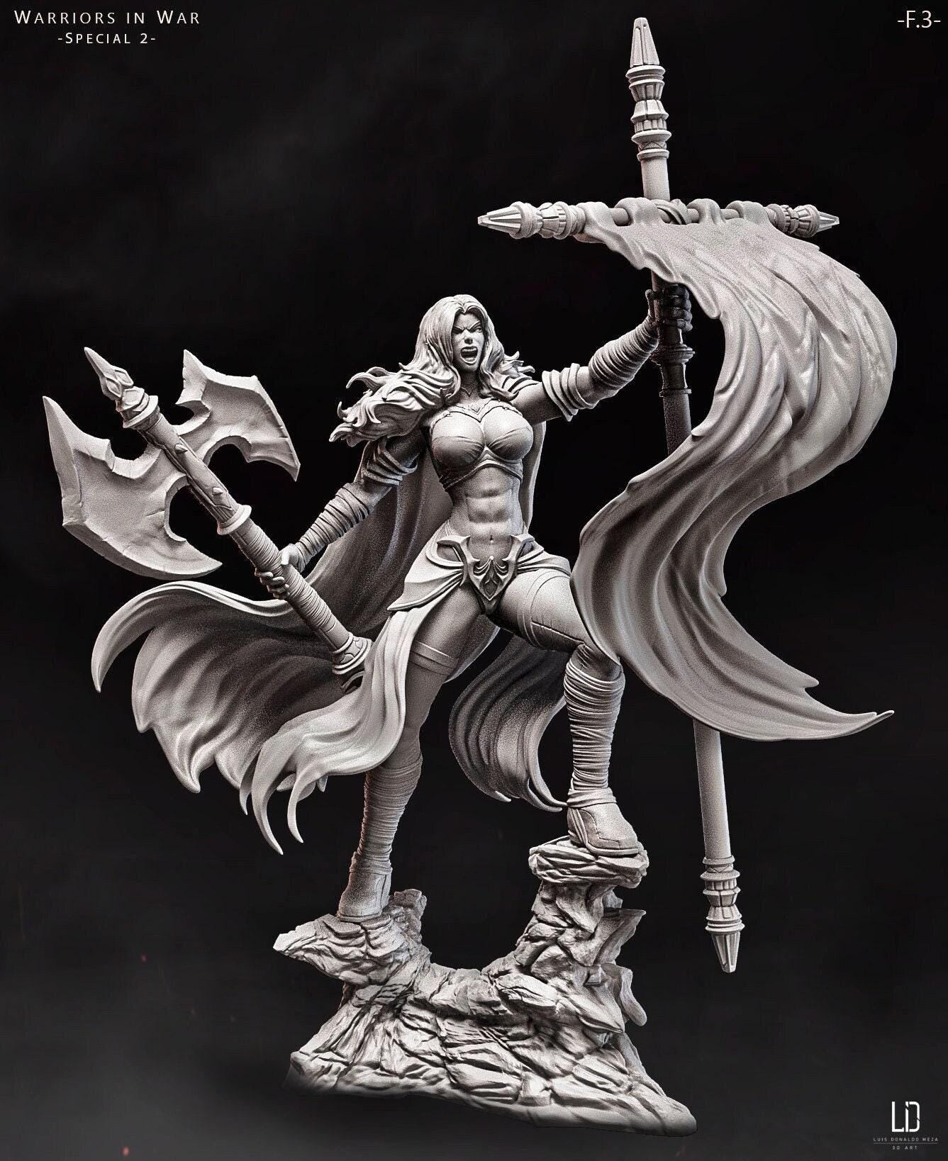 Axia Stormblade: Collectible Barbarian Warrior Statue – Hand-Painted (or 3D Printed) Resin Fantasy Figure