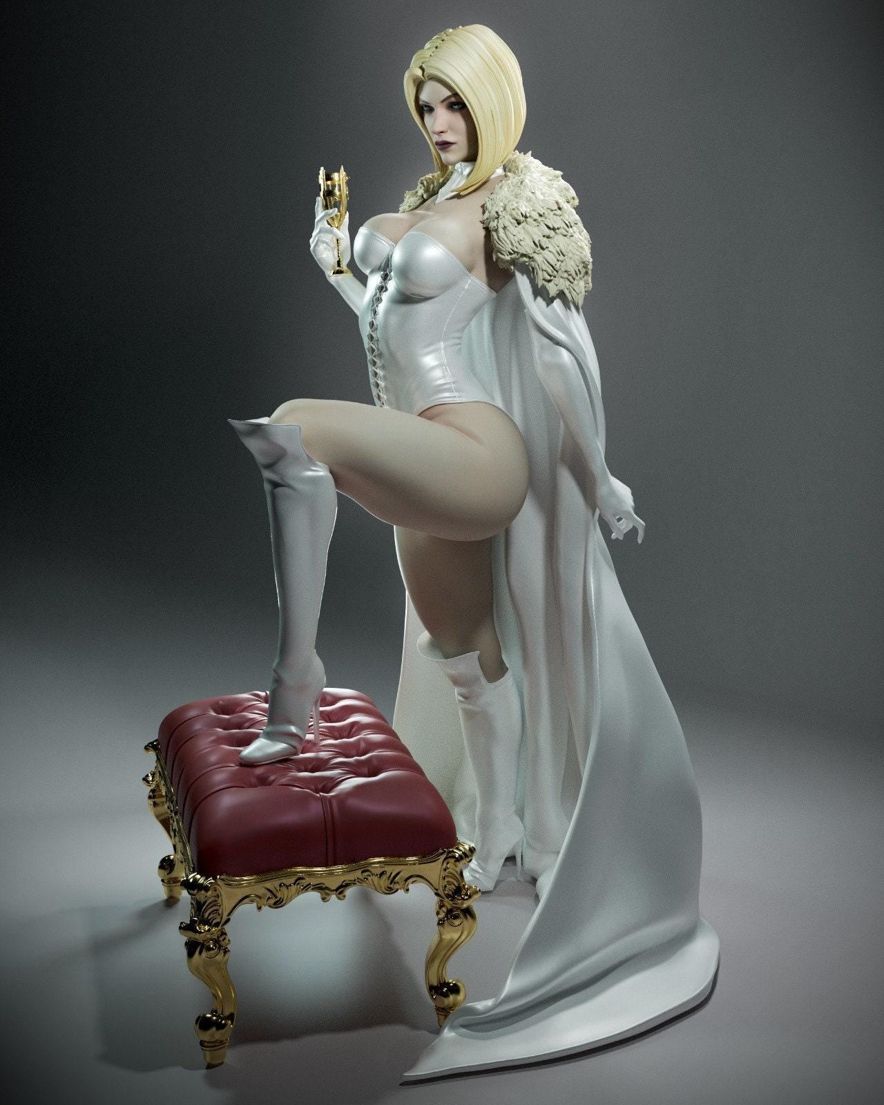 Emma Frost: Elegant 3D Printed Miniature Statue - NSFW X-Men Collectible