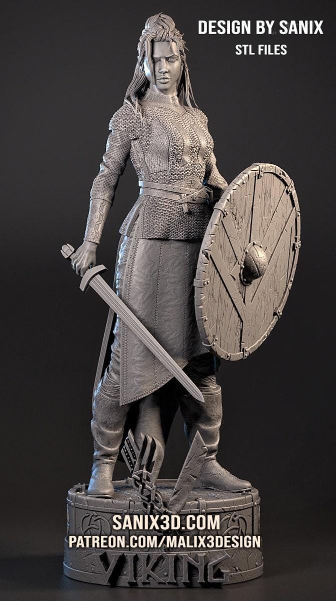 Lagertha Shieldmaiden Collectible Resin Statue – Painted & Unpainted Viking Model Kits for Collectors