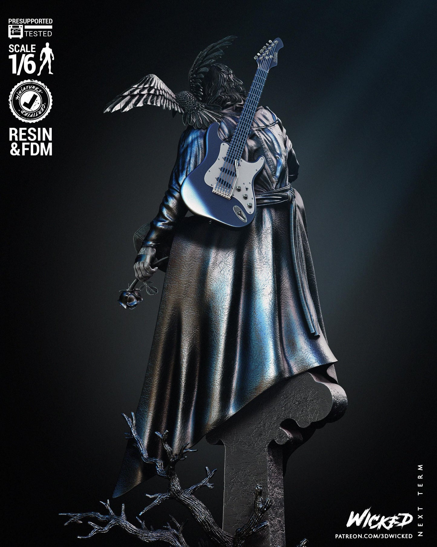 a statue of an angel with a guitar