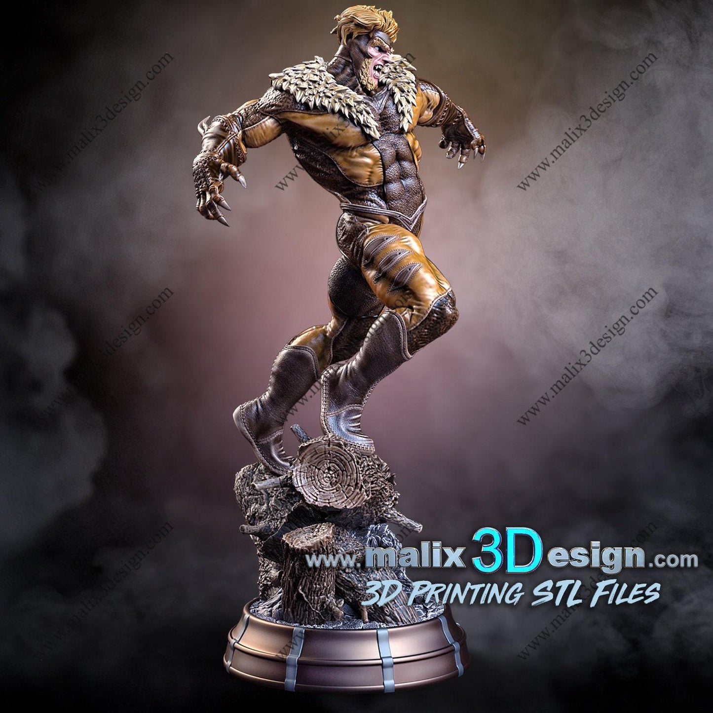 Epic Sabretooth 3D Printed Resin Statue: Marvel X-Men Villain Fan Art Collectible Figure