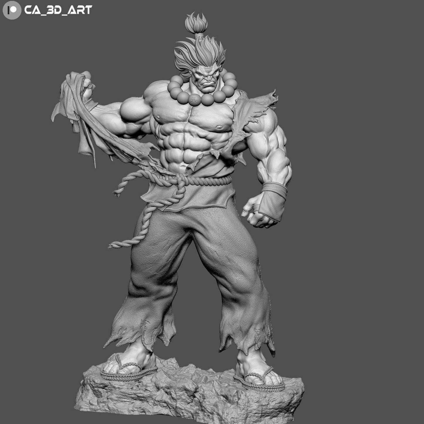 Unleash the Raging Demon: Akuma 3D Printed Resin Collectible Statue - Street Fighter Icon