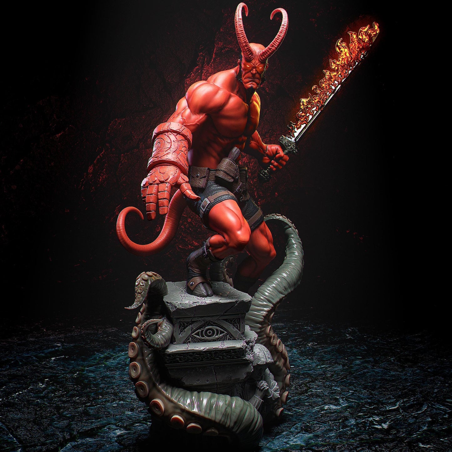 Hellboy Hand-Painted 3D Printed Statue - Iconic Dark Horse Comics Collectible Figure