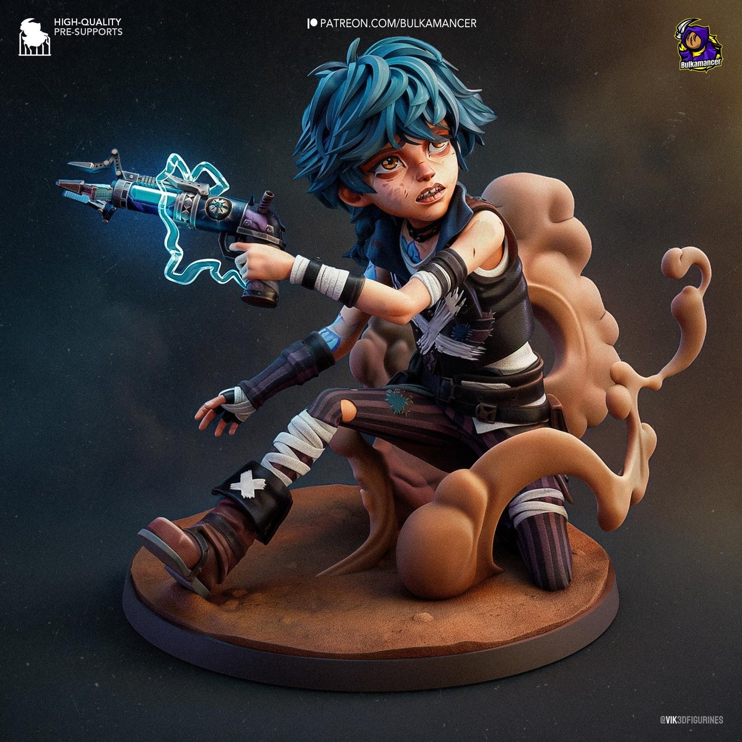 a figurine of a woman with a gun