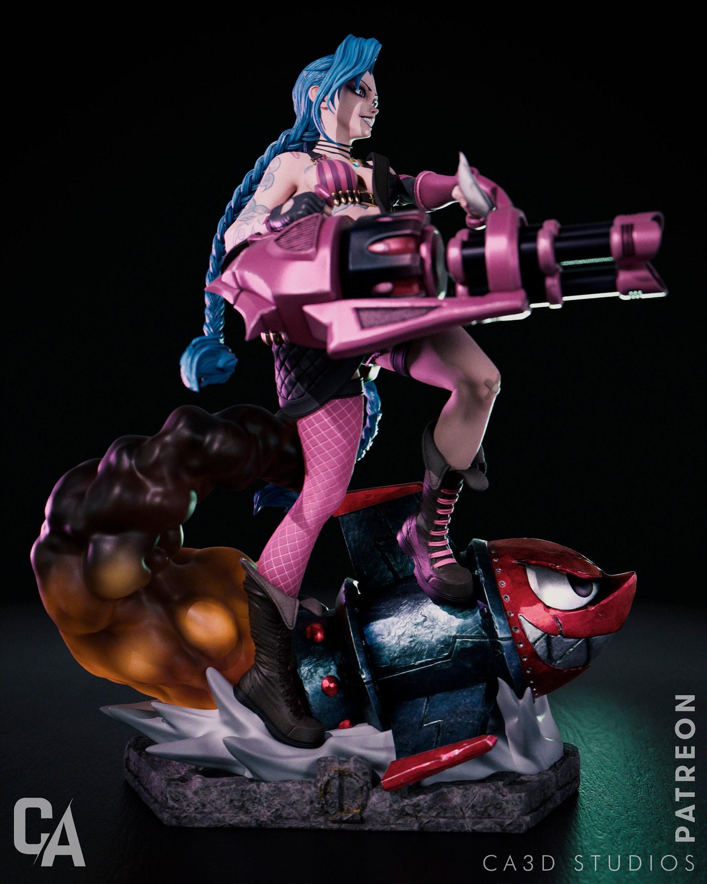 Arcane Jinx 3D Printed Statue, a Hand-Painted League of Legends Collectible Figure. A Must-Have Gaming Gift and Desk Decor.