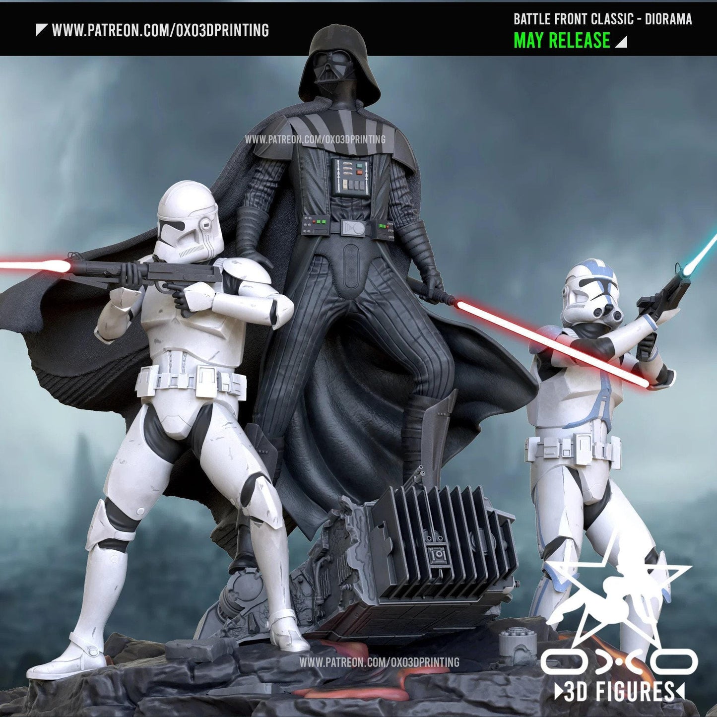 Epic Last Stand: Darth Vader & Stormtroopers 3D Printed Diorama Statue - Star Wars Collector's Miniature