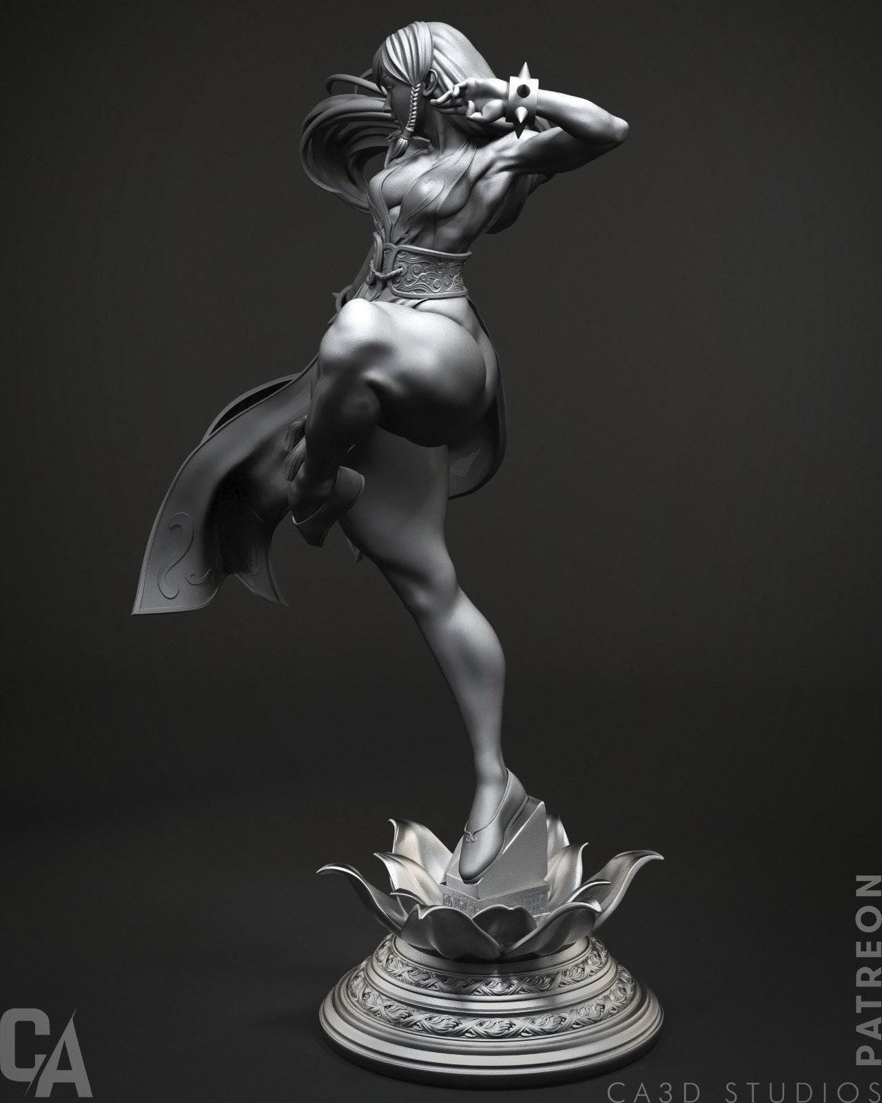 Chun Li Fanart: Dynamic 3D Printed Resin Statue - Street Fighter Collectible