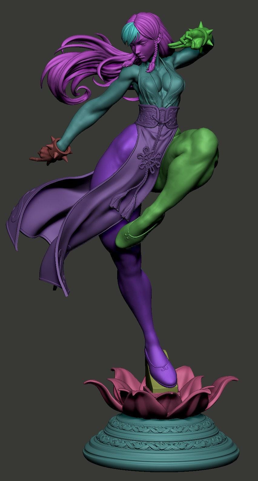 Chun Li Fanart: Dynamic 3D Printed Resin Statue - Street Fighter Collectible