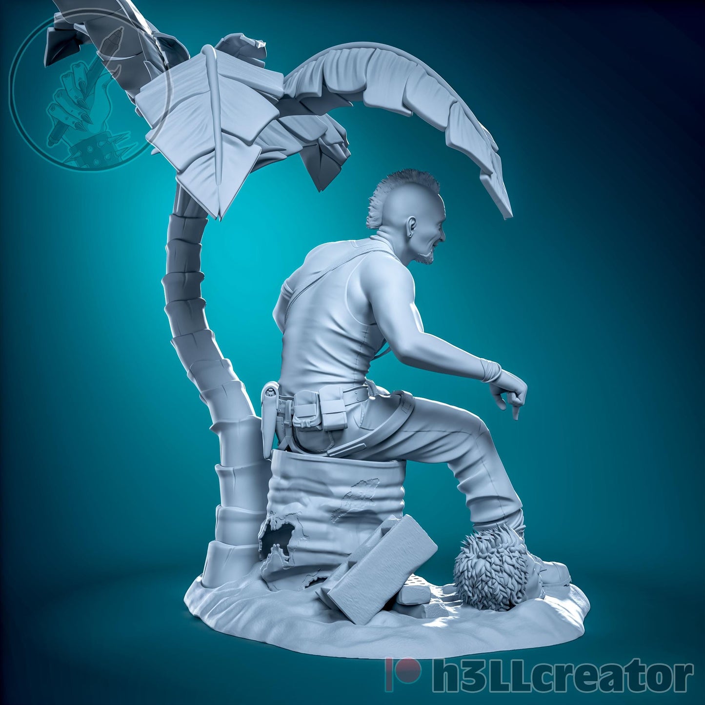 a statue of a man sitting on top of a rock