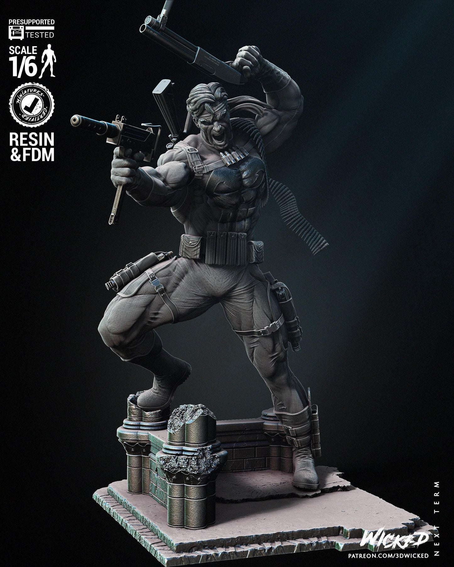 Punisher: Gritty 3D Print Collectible Statue - Marvel Vigilante Fanart