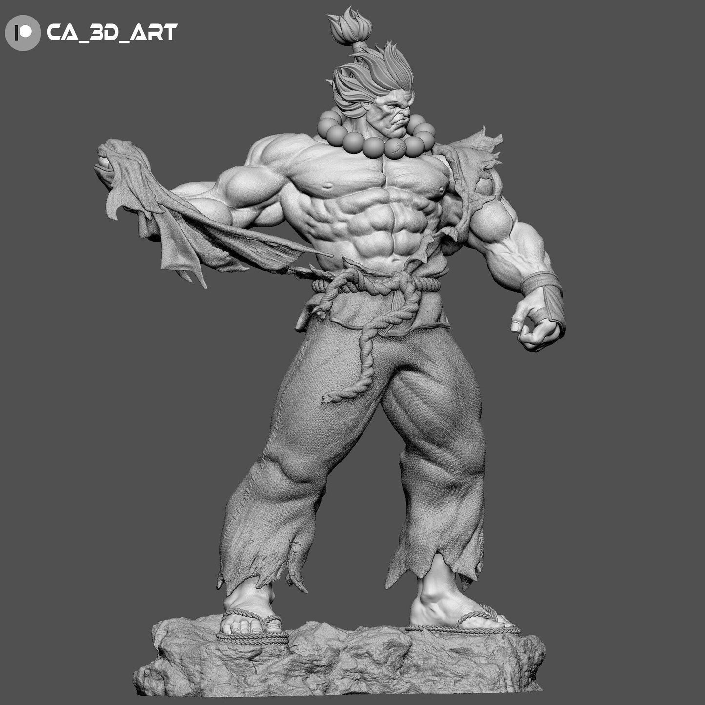 Unleash the Raging Demon: Akuma 3D Printed Resin Collectible Statue - Street Fighter Icon