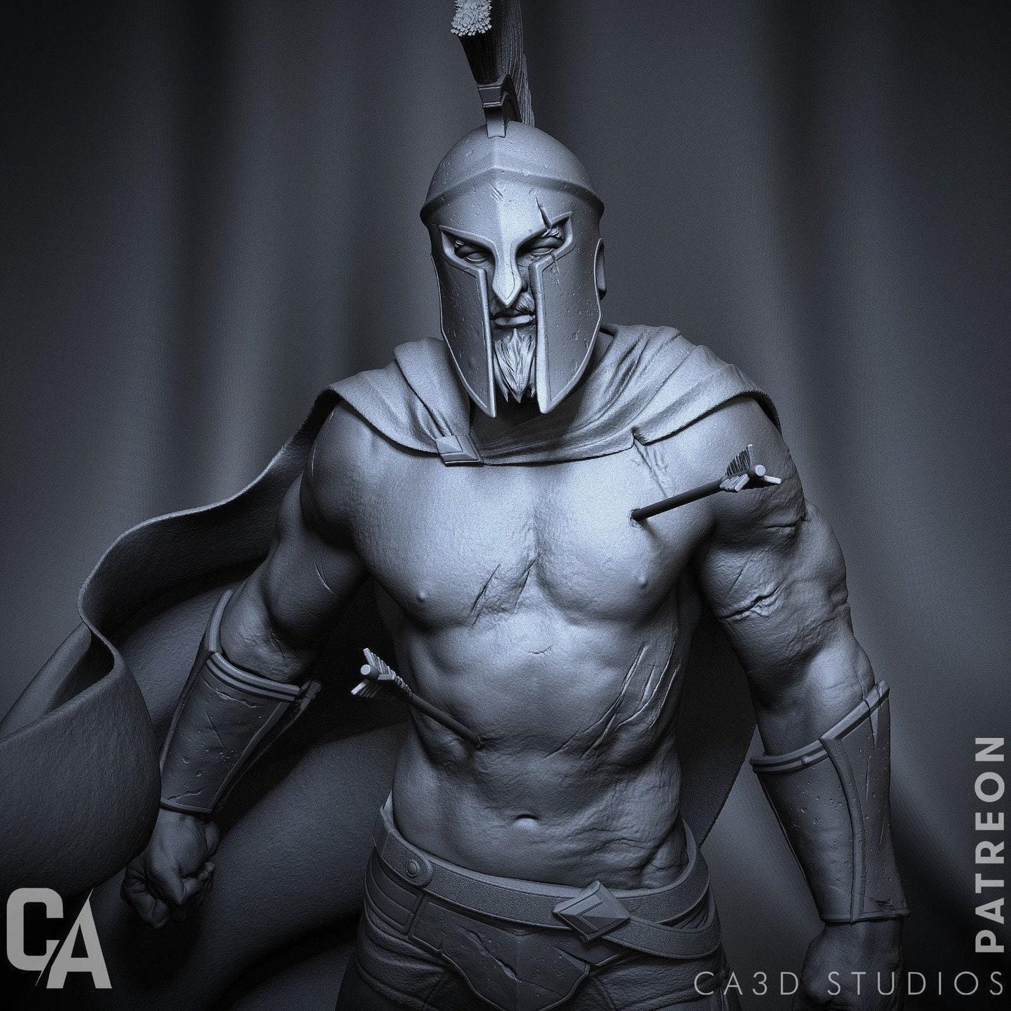 Leonidas King of Sparta - Majestic 3D Printed Collectible Statue: Immortalize the Hero of Thermopylae!