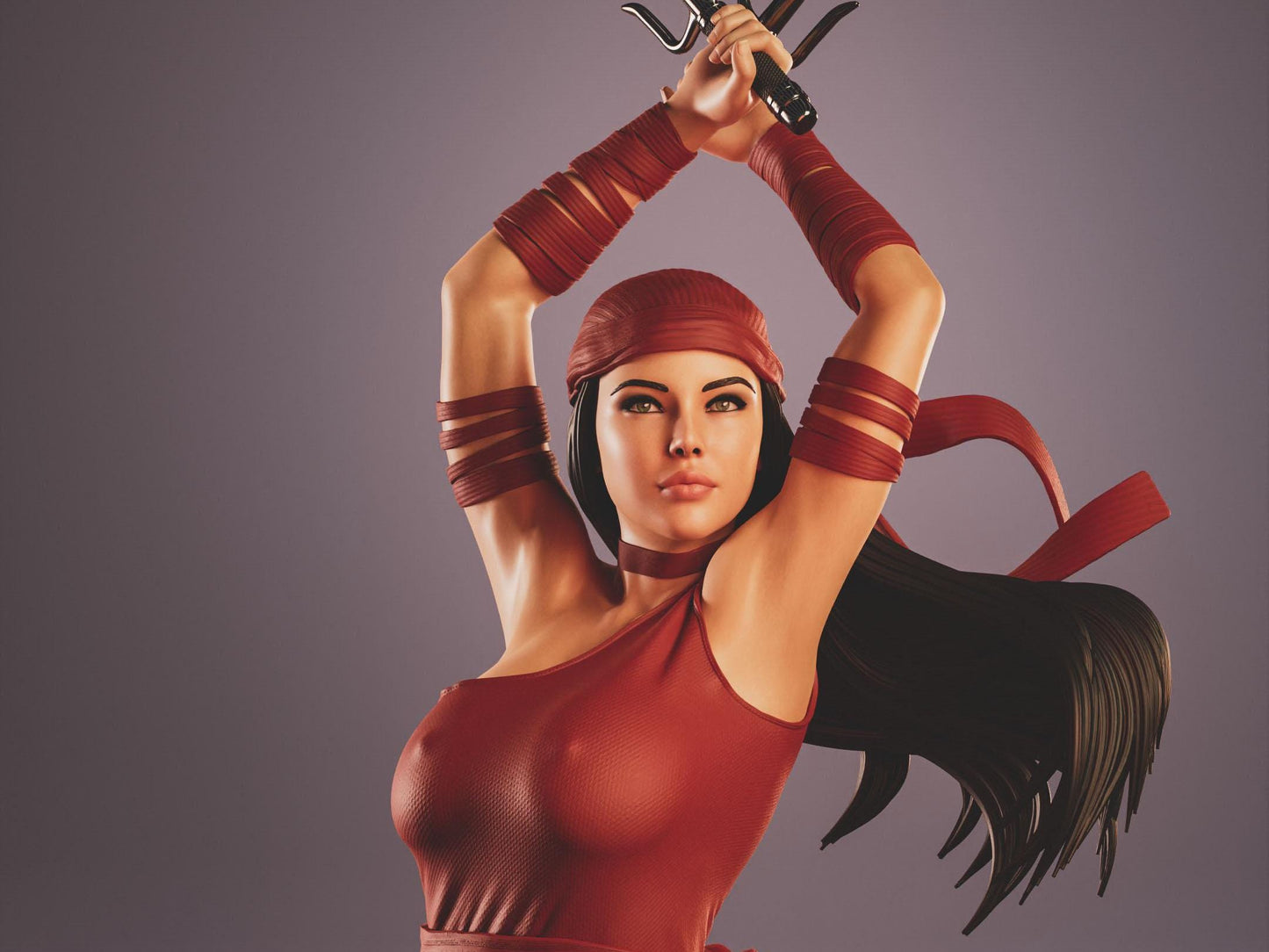 Dynamic Elektra 3D Print Collectible Miniature Statue: Premium Marvel Comics Figure with NSFW Option