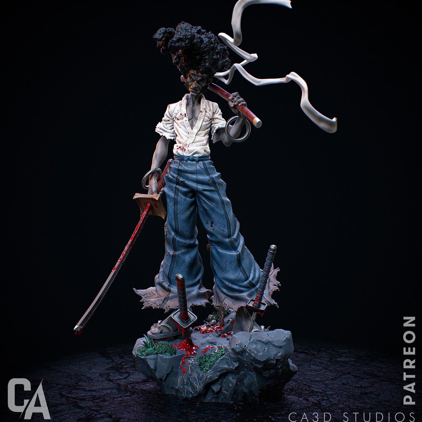 Afro Samurai 3D Print Collectible Miniature Statue: High-Detail Anime Figure – Essential Manga Fan Item