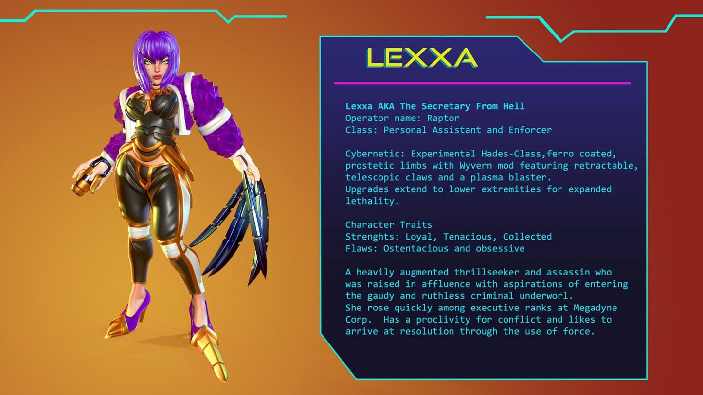 Lexxa Greyshot 3D Printed miniature, cyberpunk model, cyberpunk 3d model, 35 mm, 54 mm