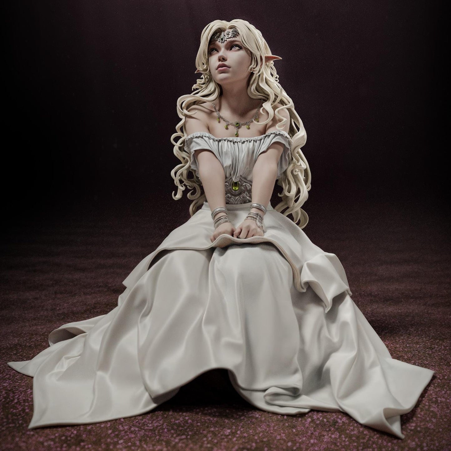 a statue of a woman in a white dress