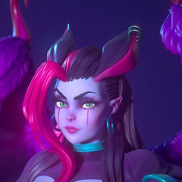 Succubus Angie Pinup Collectible 3D Printed Statue | Explicit Fantasy Resin Figure for Adult Collectors NSFW