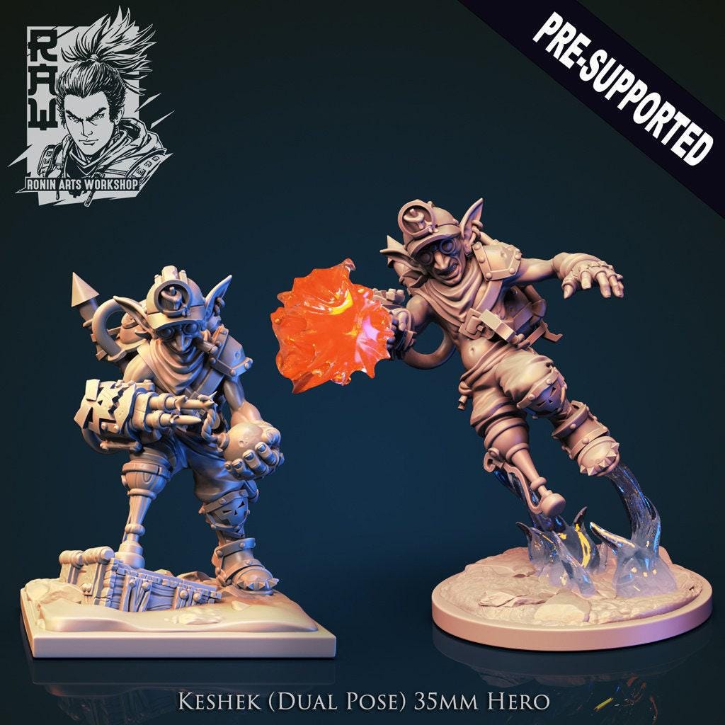 Keshek The Artificer Collectible Miniature, 35 mm, Tabletop miniatures, Pathfinder, dungeons and dragons, dnd
