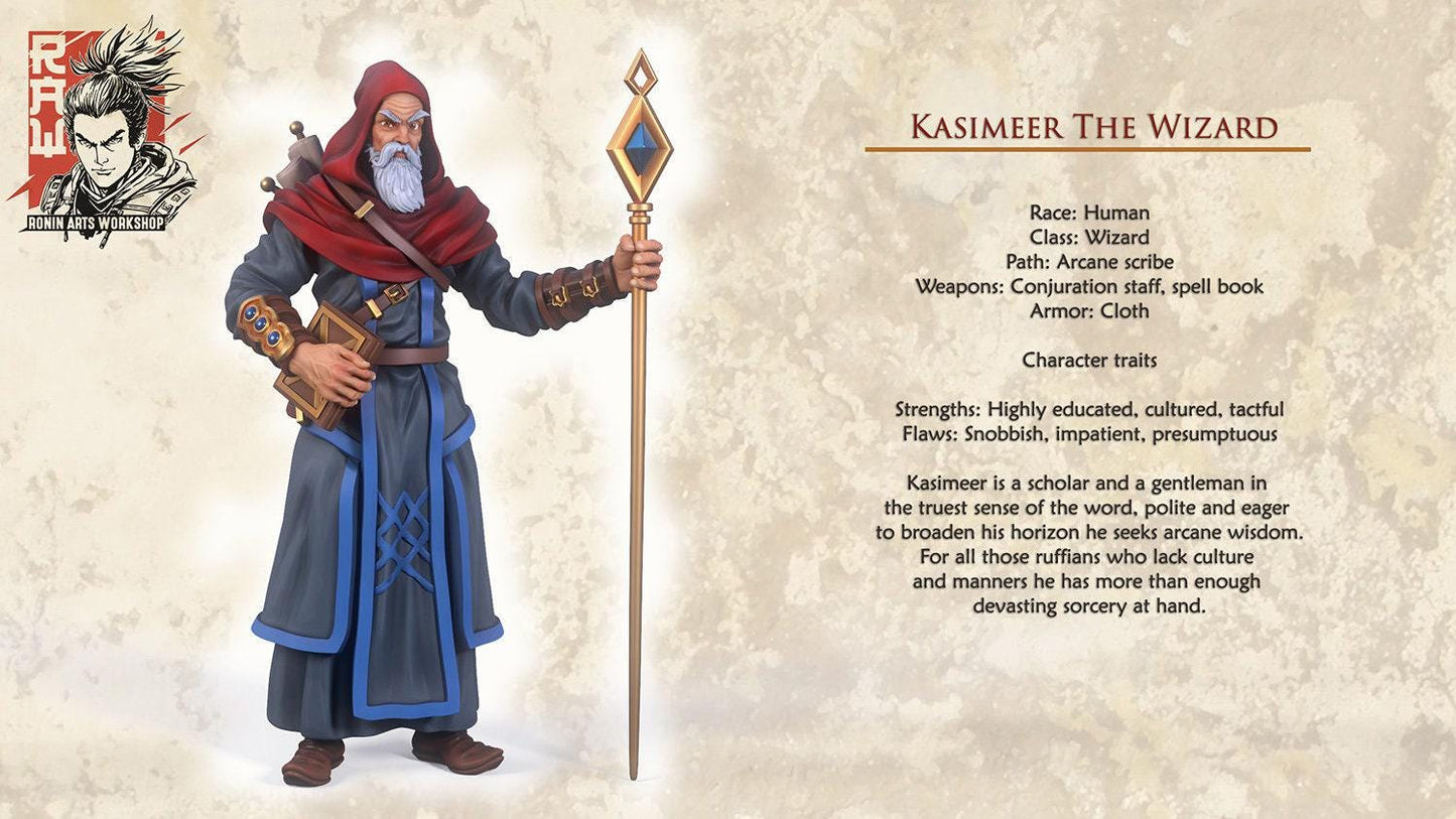 Kasimeer Human Wizard 3D Printed Miniature | D&D Tabletop Collectible