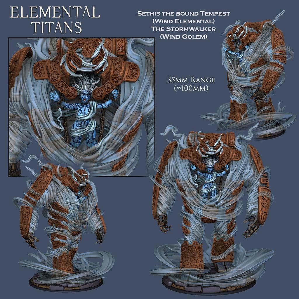 Elemental Golems Warband: 3D-Printed Miniatures for DnD (35mm scale) 100 mm in heigh, large monster