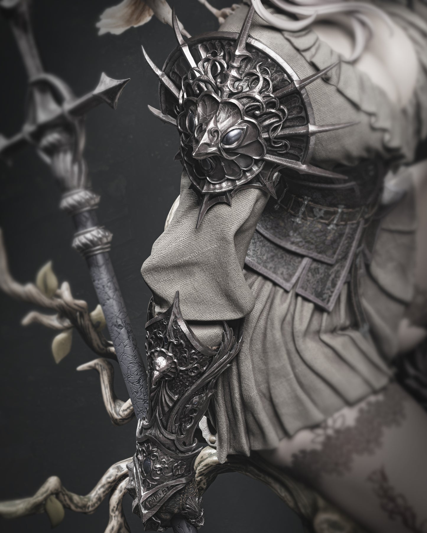 Leona Fantasy Warrior Statue with Raven Companions | 3D Printed Collectible Figure (Painted/Unpainted)