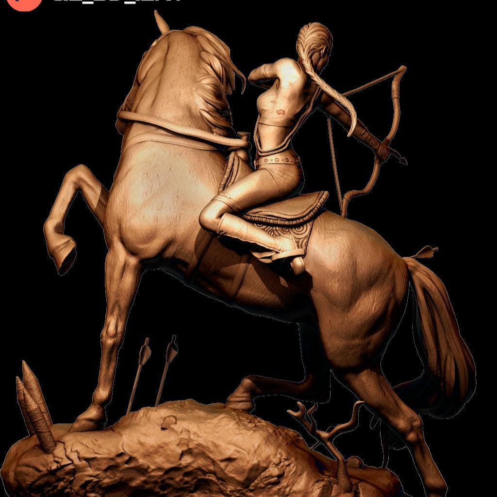 Lara Croft on Horse 3D Print Statue: Epic Collectible Figure for Tomb Raider Fans!