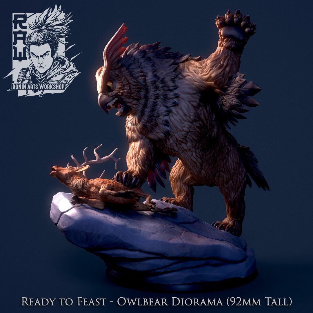 Fearsome Owlbear: Roar into Action with a 3D-Printed Collectible Miniature in 35mm Scale for DnD, Pathfinder, and Tabletop Adventures