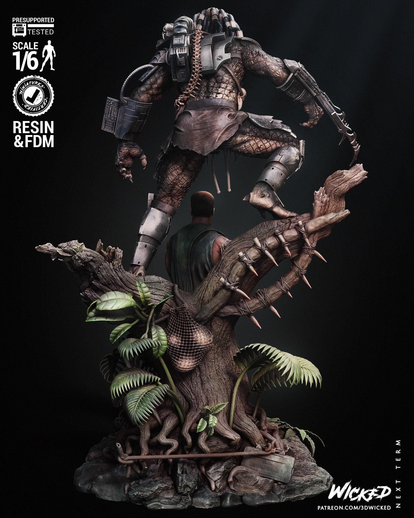 Predator and Dutch Diorama 3D Print Collectible Miniature Statue Figure Gift Idea for Man Woman Painter