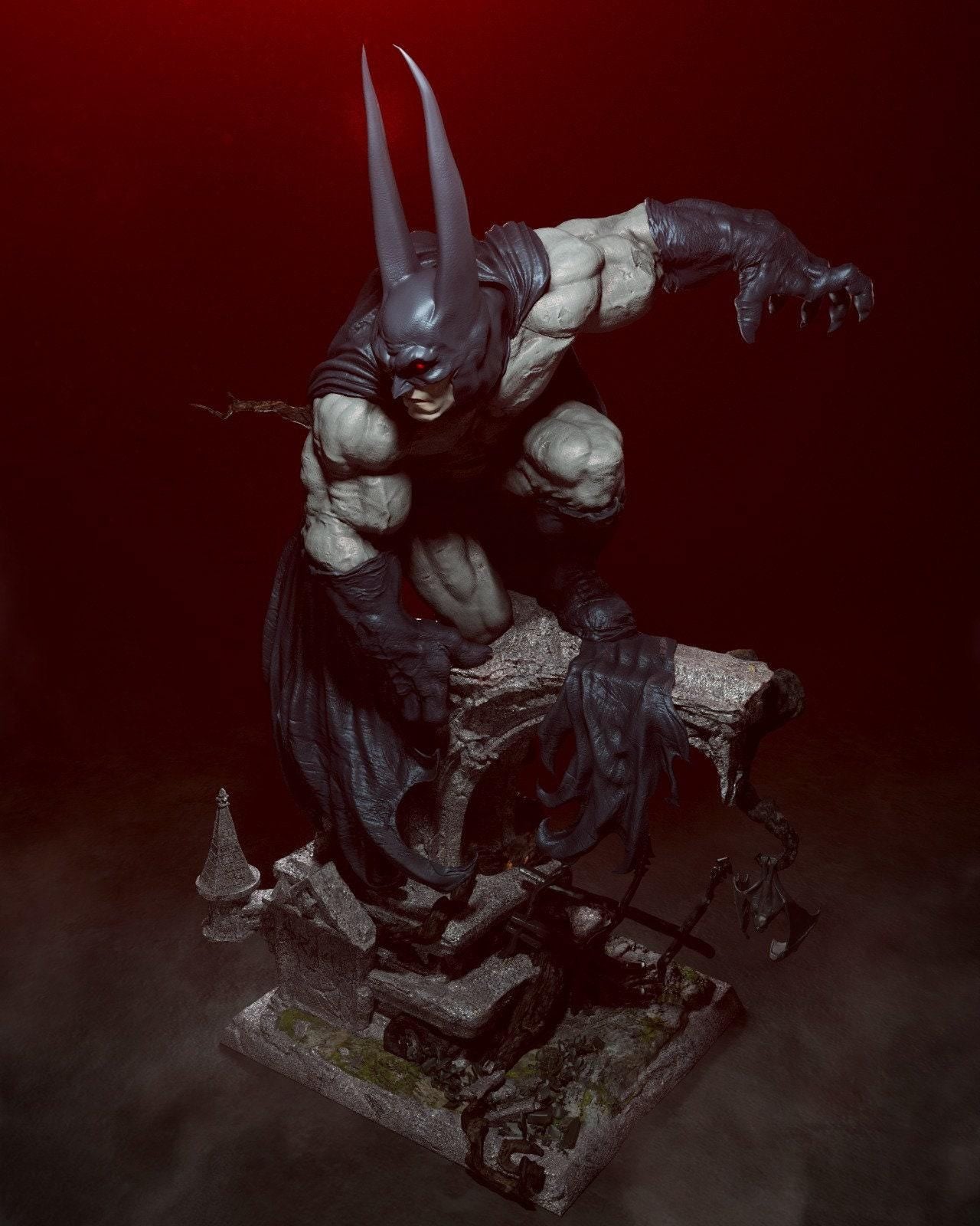 Vampire Batman 3D Printed Miniature Statue - Elseworlds Dark Knight Collectible Figure