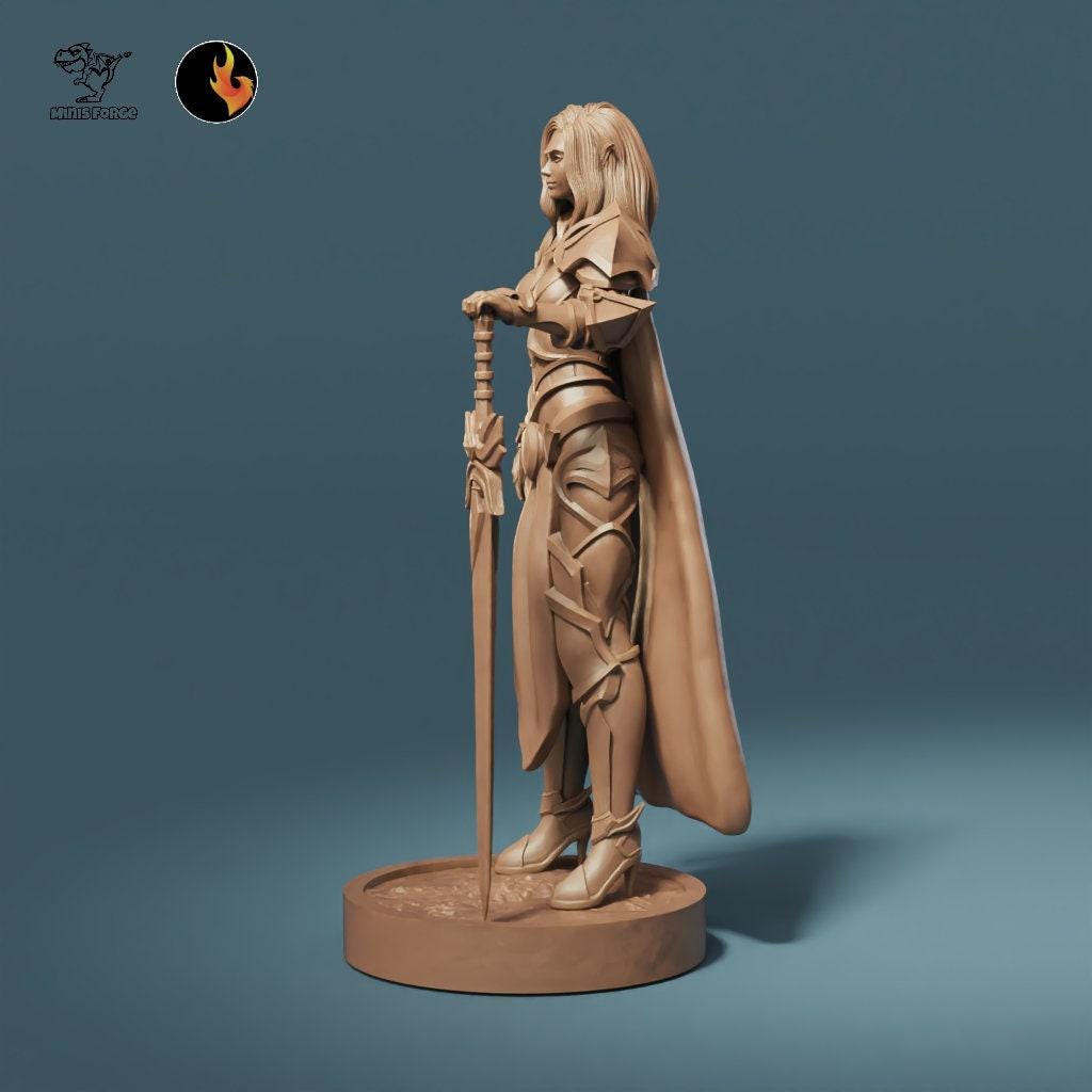 Paladin Clara Fantasy Miniature - Embody the Radiant Valor in TTRPGs, RPGs, DnD, Pathfinder, and Tabletop Games