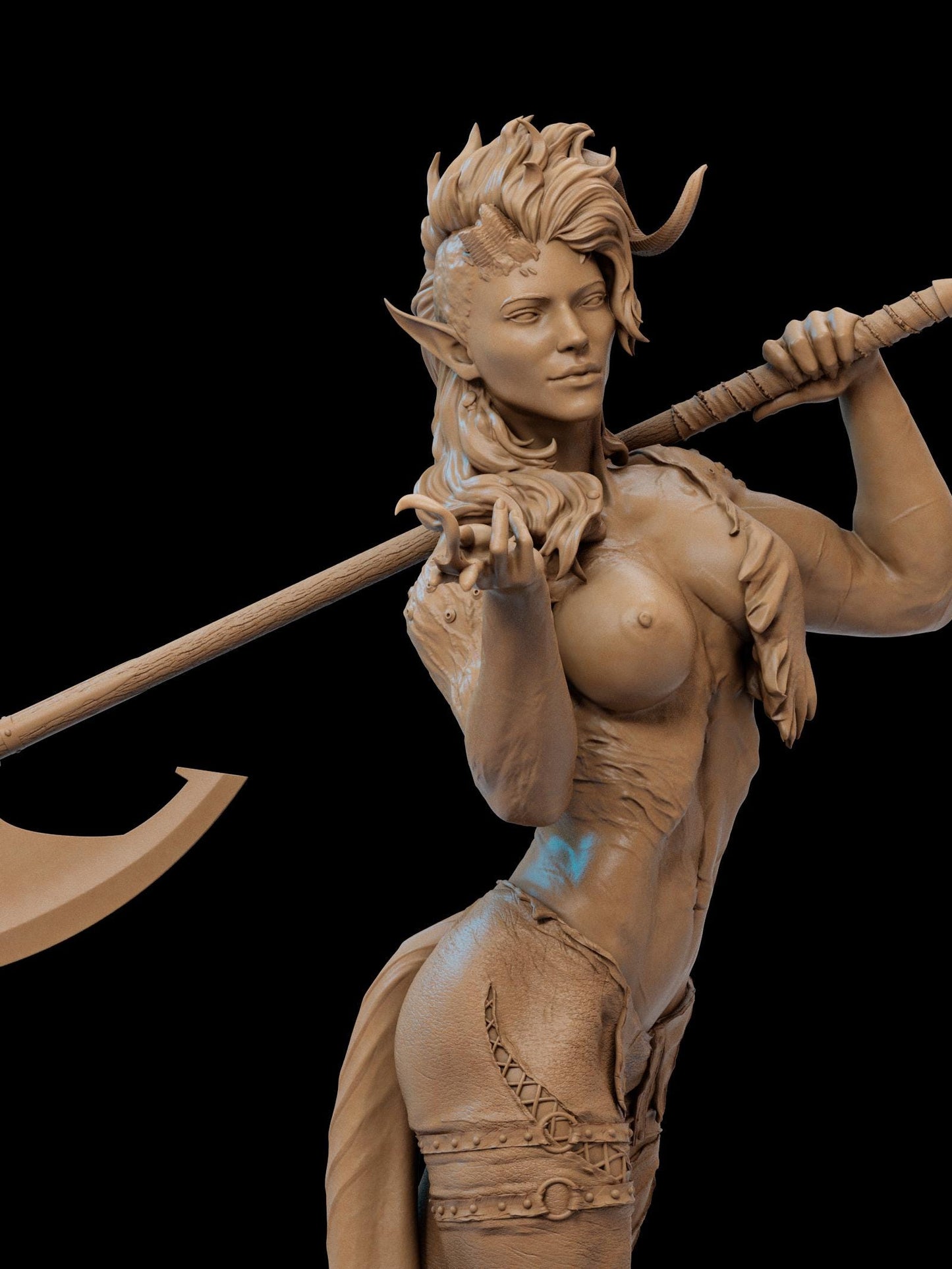 a statue of a female warrior holding a spear