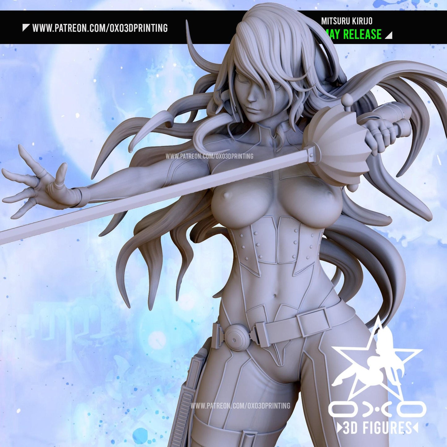 Mitsuru Kirijo NSFW 3D Printed Statue | Unpainted Persona 3 Anime Figure for Adult Collectors | Resin Garage Kit