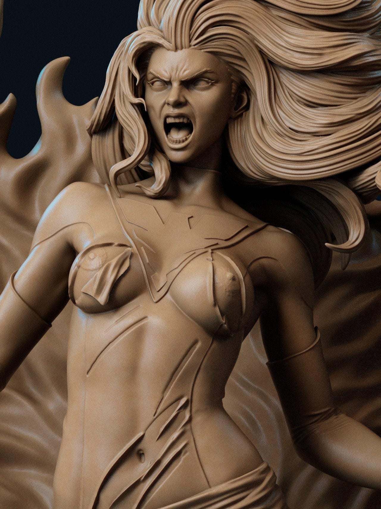Jean Grey 3D Printed Resin Statue: NSFW Dark Phoenix Collectible – Epic X-Men Figure for Adult Fans