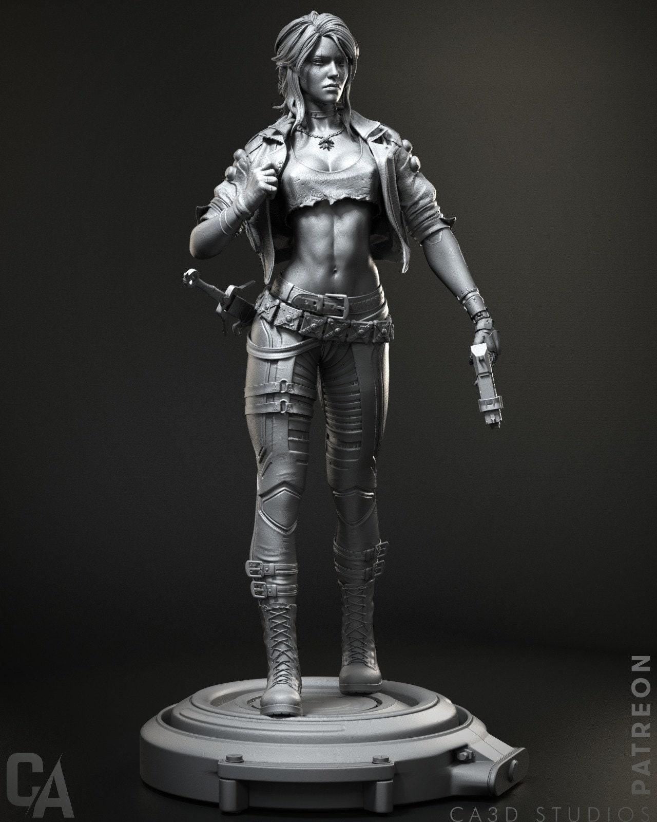 Stunning Cyberpunk Ciri 3D Printed Resin Statue: Witcher & Cyberpunk 2077 Fan Art Collectible