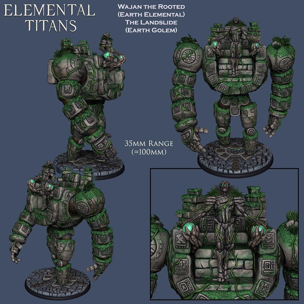 Elemental Golems Warband: 3D-Printed Miniatures for DnD (35mm scale) 100 mm in heigh, large monster