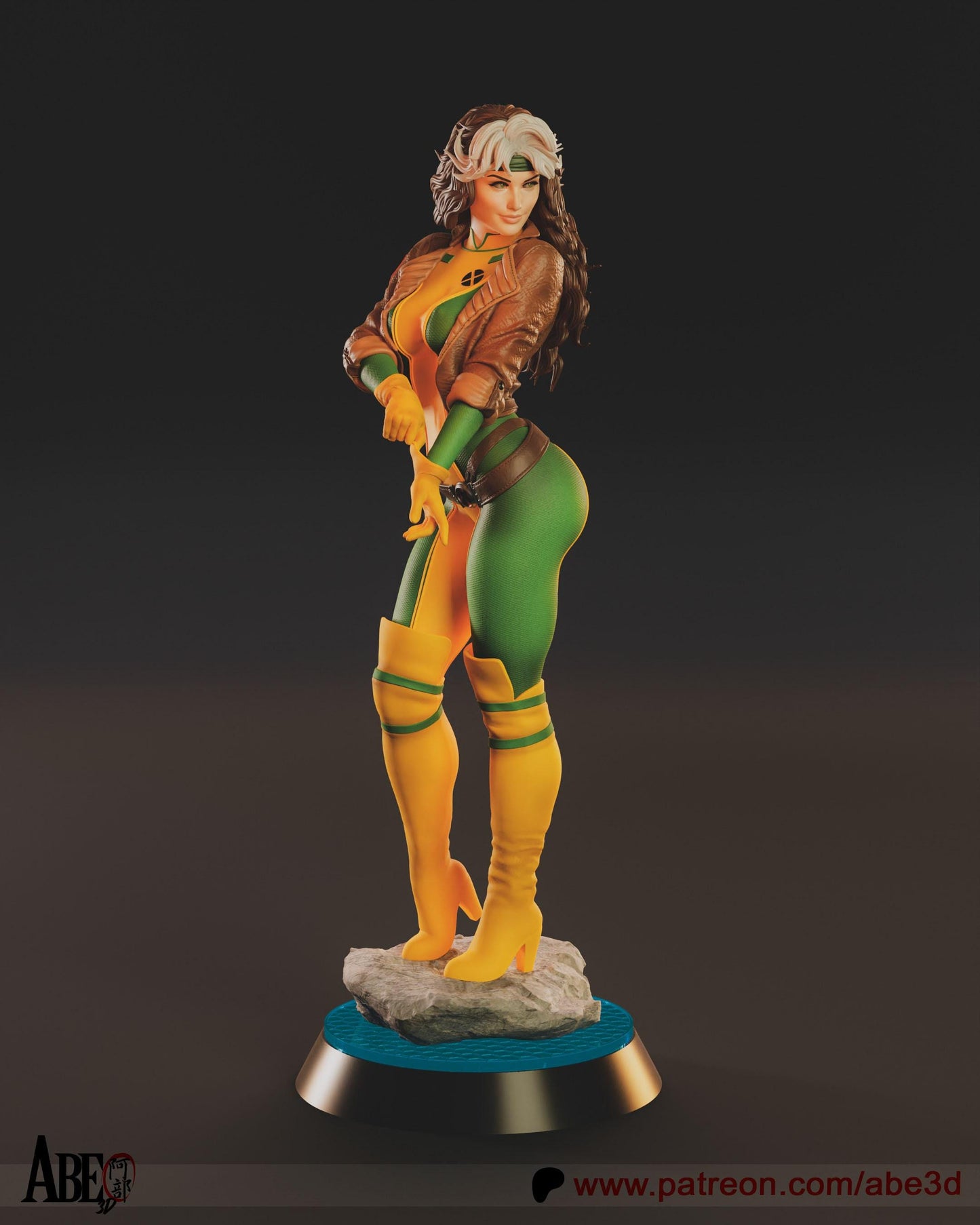 Dynamic Rogue X-Men 3D Printed Miniature Statue: Iconic Marvel Heroine Fan Art Collectible Figure