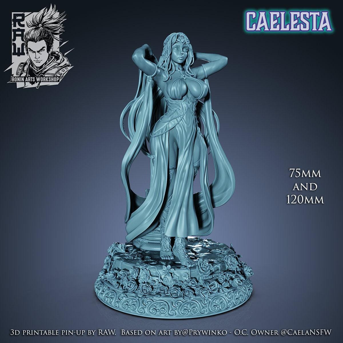 Alluring Caelesta Pinup 3D Printed Resin Statue - Collectible Figure - Optional Mature Version