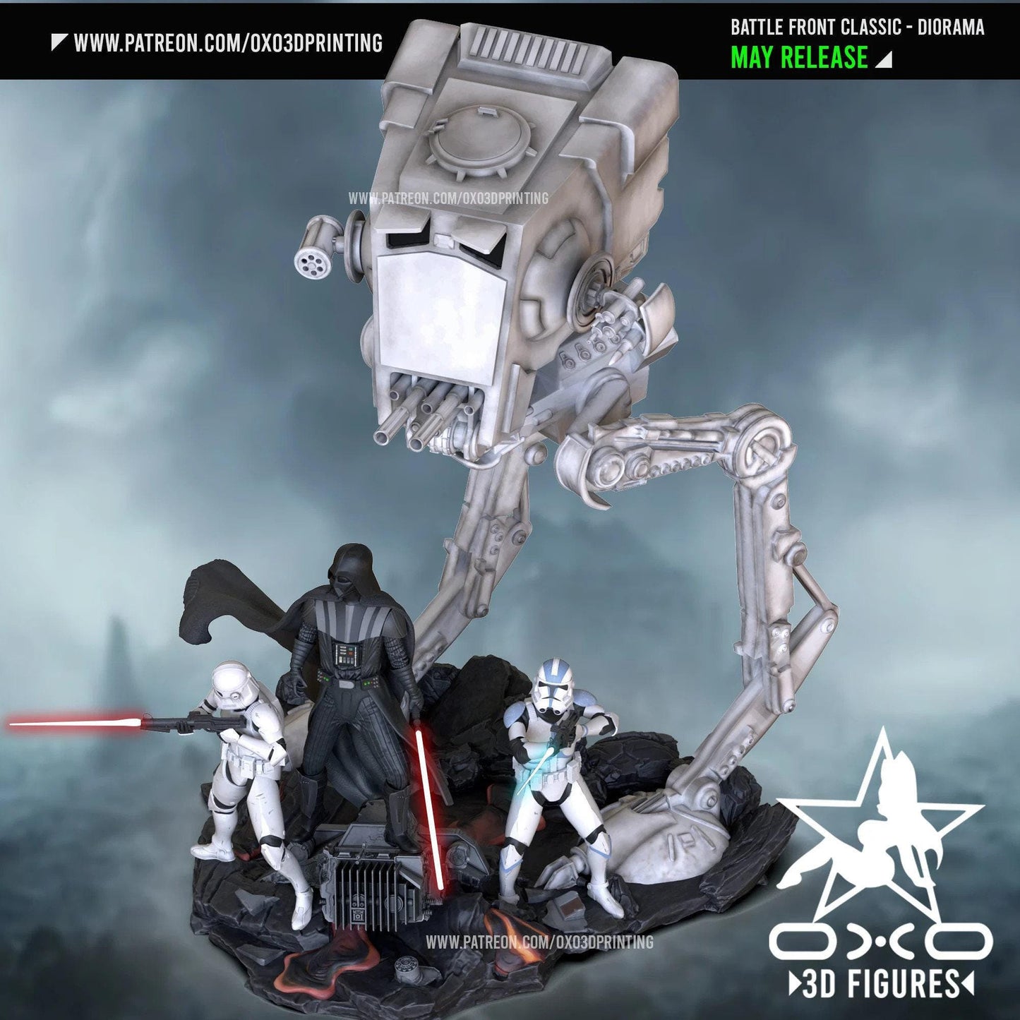 Epic Last Stand: Darth Vader & Stormtroopers 3D Printed Diorama Statue - Star Wars Collector's Miniature