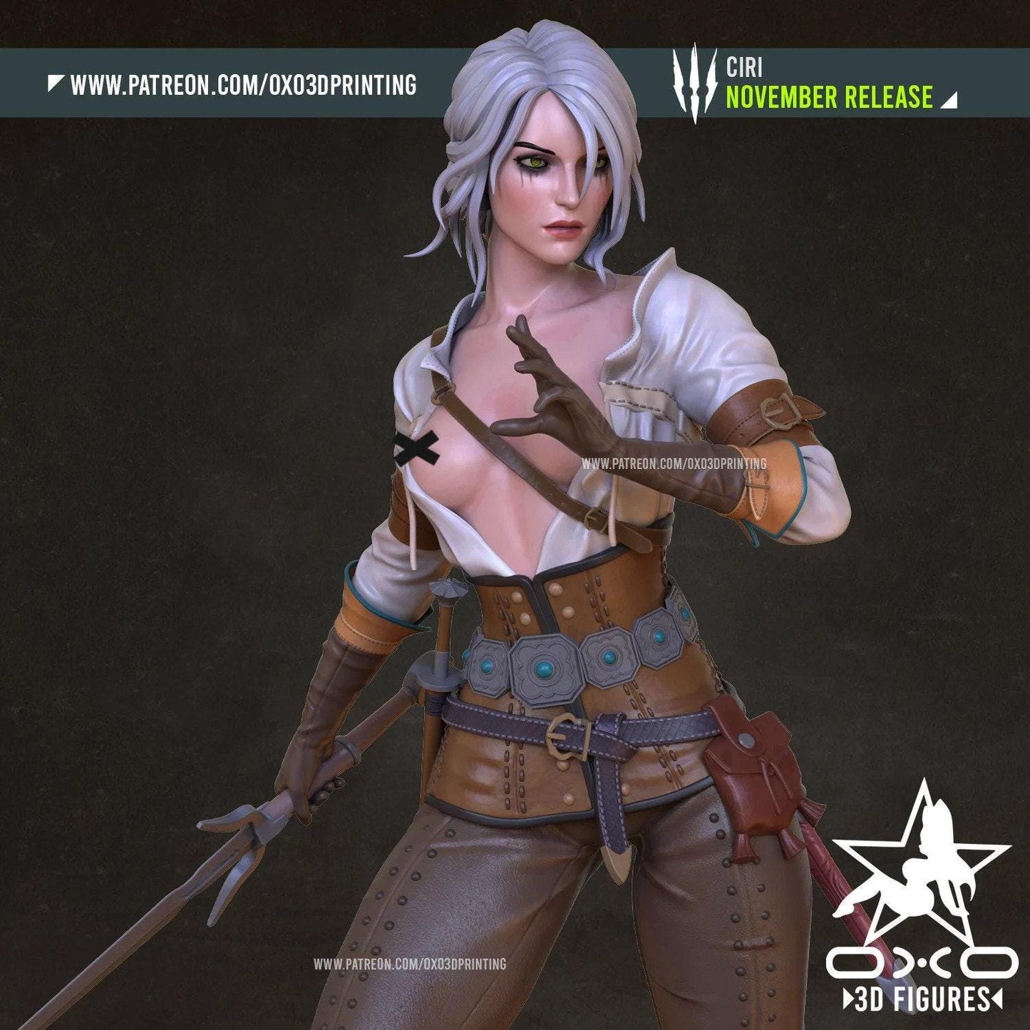 Ciri The Witcher Resin Statue - Hand-Painted or Unpainted 3D Printed Collectible | Fantasy NSFW Decor