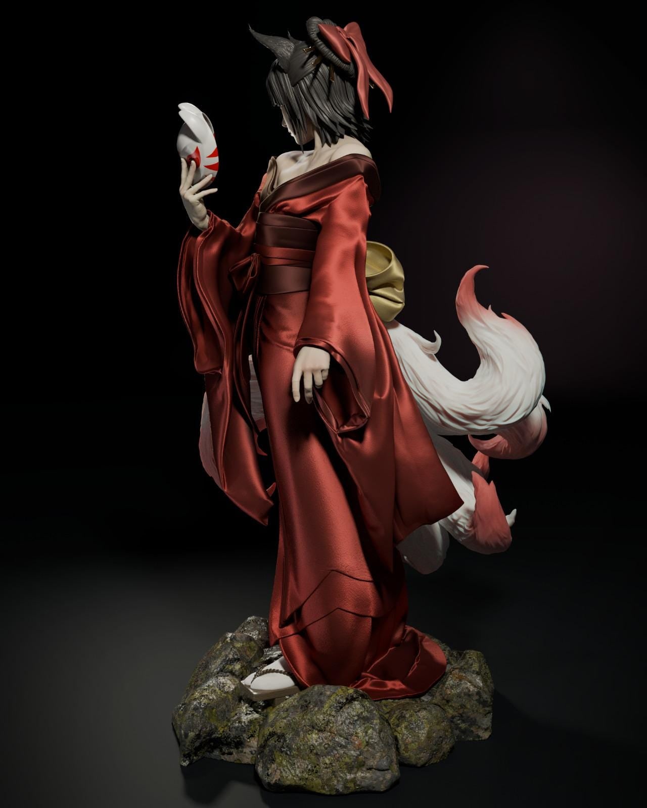 a statue of a woman in a red dress
