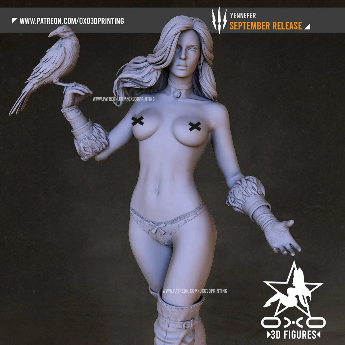 Yennefer Witcher NSFW 3D Printed Statue – Mature Raven Sorceress Resin Collectible, Made to Order for Adult Collectors