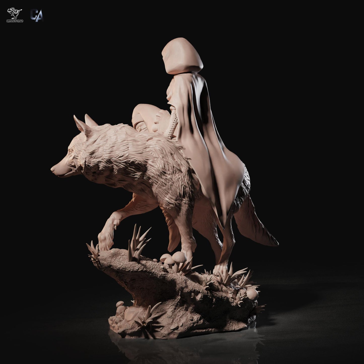 Epic Red Hood On Wolf 3D Print Collectible Figurine: Dynamic Fantasy Resin Statue & Unique Comic Book Art Piece
