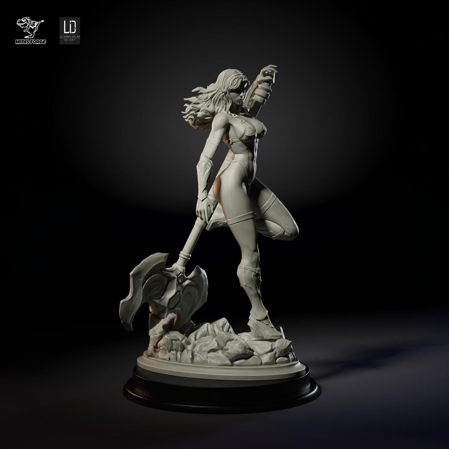 Unleash the Power: Barbarian Axe Wielder 3D Printed Collectible Statue - Hand-Painted Fantasy Figure